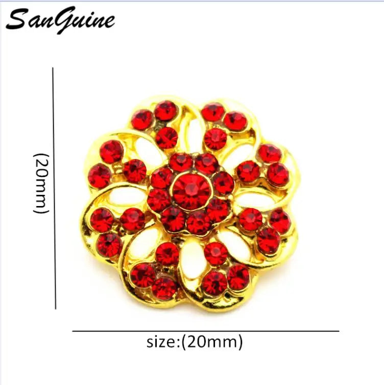 6pcs Golden Metal Flower Snap Buttons for 18mm Snap Jewelry
