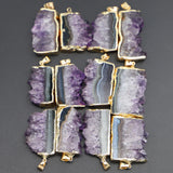 6pcs Natural Purple Stone Amethysts Pendant Quartz Crystal Irregular Charm