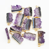 6pcs Natural Purple Stone Amethysts Pendant Quartz Crystal Irregular Charm