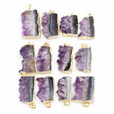 6pcs Natural Purple Stone Amethysts Pendant Quartz Crystal Irregular Charm