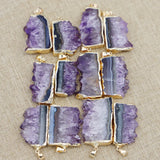 6pcs Natural Purple Stone Amethysts Pendant Quartz Crystal Irregular Charm