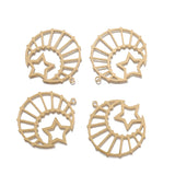 6pcs Raw Brass Moon Star Charms Hollow Pendant DIY Jewelry Making