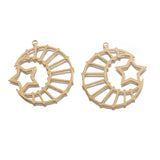 6pcs Raw Brass Moon Star Charms Hollow Pendant DIY Jewelry Making