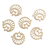 6pcs Raw Brass Moon Star Charms Hollow Pendant DIY Jewelry Making