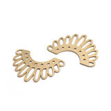 6pcs Raw Brass Moon Phases Charms Semi Circle Sun Flower Pendant