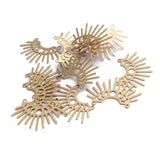 6pcs Raw Brass Moon Phases Charms Semi Circle Sun Flower Pendant