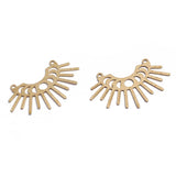 6pcs Raw Brass Moon Phases Charms Semi Circle Sun Flower Pendant