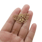 6pcs Raw Brass Moth Butterfly Charms Moon Pendant DIY Jewelry Findings