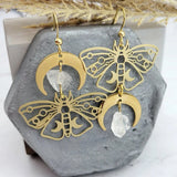 6pcs Raw Brass Moth Butterfly Charms Moon Pendant DIY Jewelry Findings