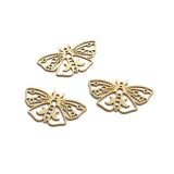 6pcs Raw Brass Moth Butterfly Charms Moon Pendant DIY Jewelry Findings