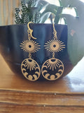 6pcs Raw Brass Sunburst Charm Pendants for Earrings Jewelry DIY Crafts