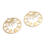 6pcs Raw Brass Sunburst Charm Pendants for Earrings Jewelry DIY Crafts