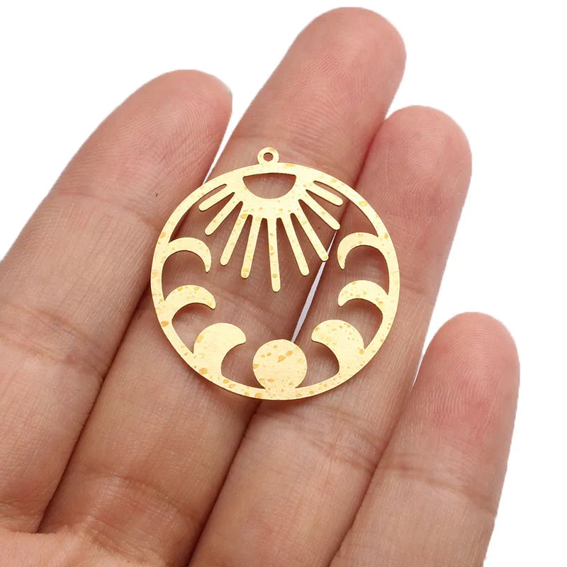 6pcs Raw Brass Sunburst Charm Pendants for Earrings Jewelry DIY Crafts