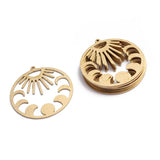 6pcs Raw Brass Sunburst Charm Pendants for Earrings Jewelry DIY Crafts