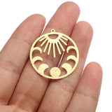 6pcs Raw Brass Sunburst Charm Pendants for Earrings Jewelry DIY Crafts