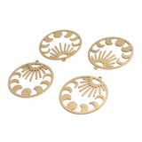 6pcs Raw Brass Sunburst Charm Pendants for Earrings Jewelry DIY Crafts