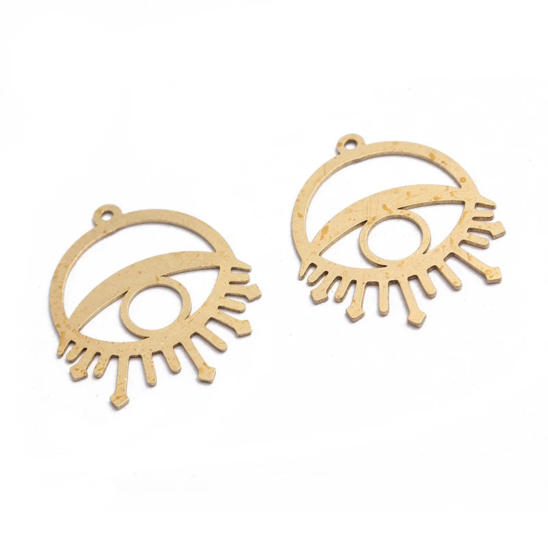 6pcs Raw Brass Round Eye Charms Pendant DIY Jewelry Findings Making