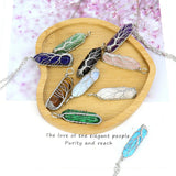 Tree of Life Wire Wrap Hexagonal Column Pendant Natural Stone Healing Necklace