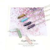 Tree of Life Wire Wrap Hexagonal Column Pendant Natural Stone Healing Necklace