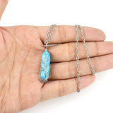 Tree of Life Wire Wrap Hexagonal Column Pendant Natural Stone Healing Necklace