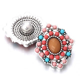 6pcs Colorful Rhinestone Flower Tree Snap Buttons for 18mm Snap Bracelets