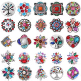 6pcs Colorful Rhinestone Flower Tree Snap Buttons for 18mm Snap Bracelets