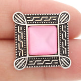6pcs Pink Rhinestone Flower Snap Buttons for 18mm Snap Bracelets