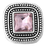6pcs Pink Rhinestone Flower Snap Buttons for 18mm Snap Bracelets