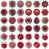 6pcs Red Rhinestone Crystal Snap Buttons for 18mm Snap Bracelets