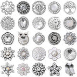 6pcs Snap Button Rhinestone Flower Fit 18mm Snap Bracelets Bangles DIY