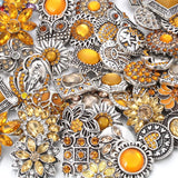 6pcs Yellow Rhinestone Flower Snap Buttons for 18mm Bracelets DIY Jewelry