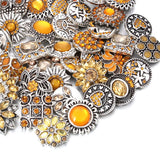 6pcs Yellow Rhinestone Flower Snap Buttons for 18mm Bracelets DIY Jewelry