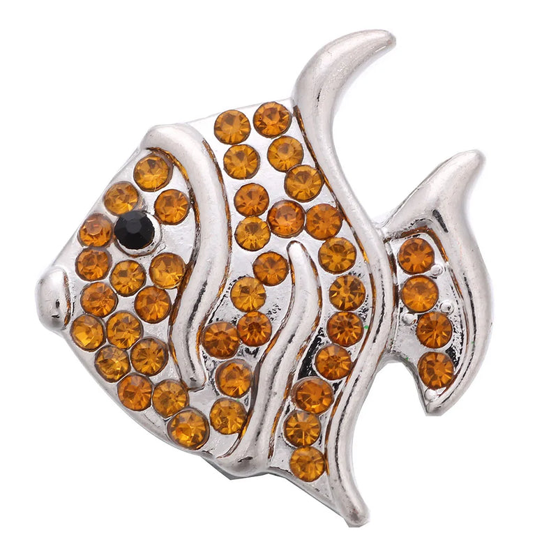 6pcs Brown Rhinestone Metal 18mm Snap Buttons DIY Snap Button Bracelet