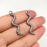 6pcs Stainless Steel 3D Snake Charms for DIY Necklace Earring Pendant