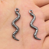 6pcs Stainless Steel 3D Snake Charms for DIY Necklace Earring Pendant