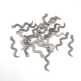 6pcs Stainless Steel 3D Snake Charms for DIY Necklace Earring Pendant