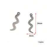 6pcs Stainless Steel 3D Snake Charms for DIY Necklace Earring Pendant