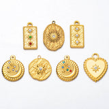 6pcs Stainless Steel Rhinestones Pendant Charms for Necklace DIY
