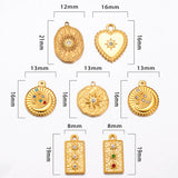 6pcs Stainless Steel Rhinestones Pendant Charms for Necklace DIY