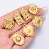 6pcs Stainless Steel Rhinestones Pendant Charms for Necklace DIY