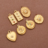 6pcs Stainless Steel Rhinestones Pendant Charms for Necklace DIY