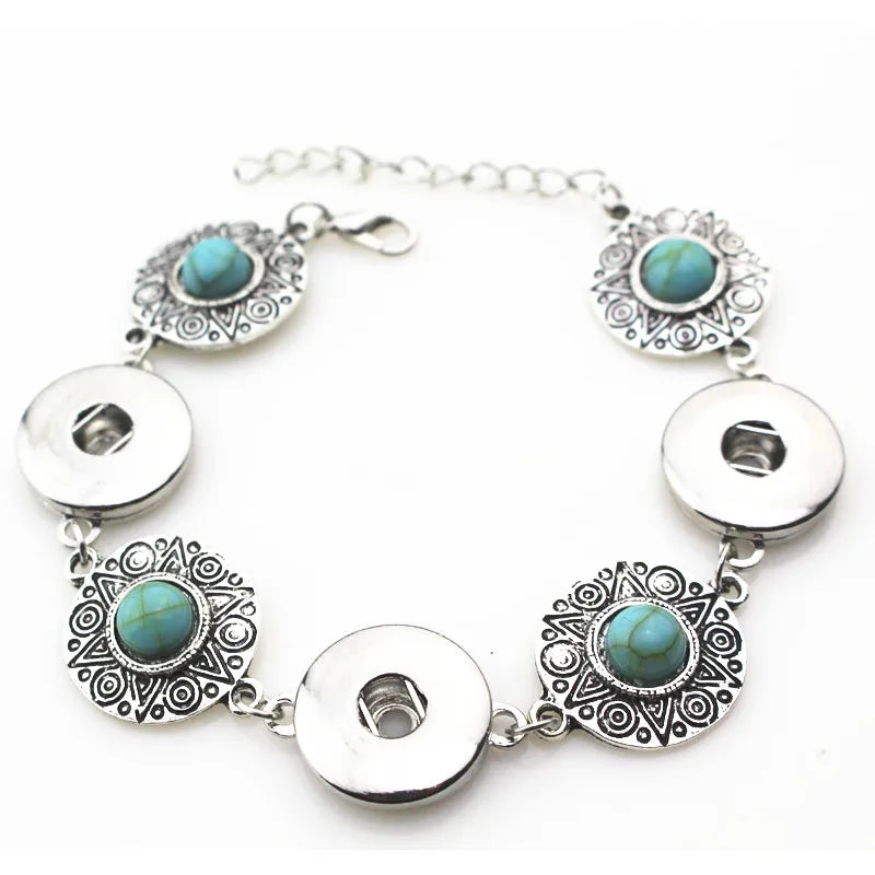 6pcs Turquoise Stone Snap Bracelet for 18mm Ginger Snap Buttons