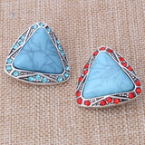 6pcs Vintage Natural Stone 18mm Metal Snap Button for DIY Snap Jewelry