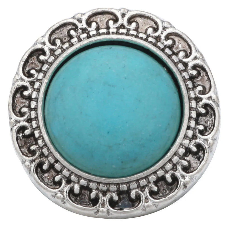 6pcs Vintage Natural Stone 18mm Metal Snap Button for DIY Snap Jewelry