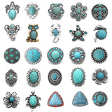 6pcs Vintage Natural Stone 18mm Metal Snap Button for DIY Snap Jewelry