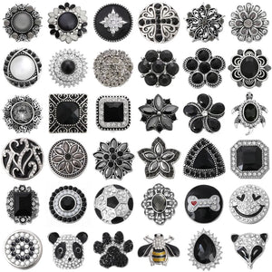 6pcs Mixed Rhinestone 18mm Snap Button Jewelry Set