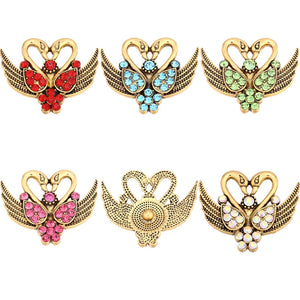6pcs Mixed Metal 18mm Rhinestone Snap Buttons for Snap Bracelets