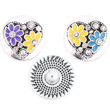 6pcs/lot Mixed Metal 18mm Snap Buttons with Rhinestones for Snap Bracelets