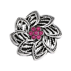 6pcs Mixed Metal Snap Buttons with Rhinestone