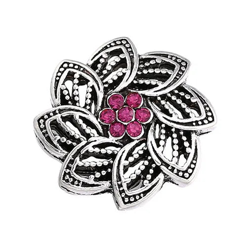 6pcs Mixed Metal Snap Buttons with Rhinestone